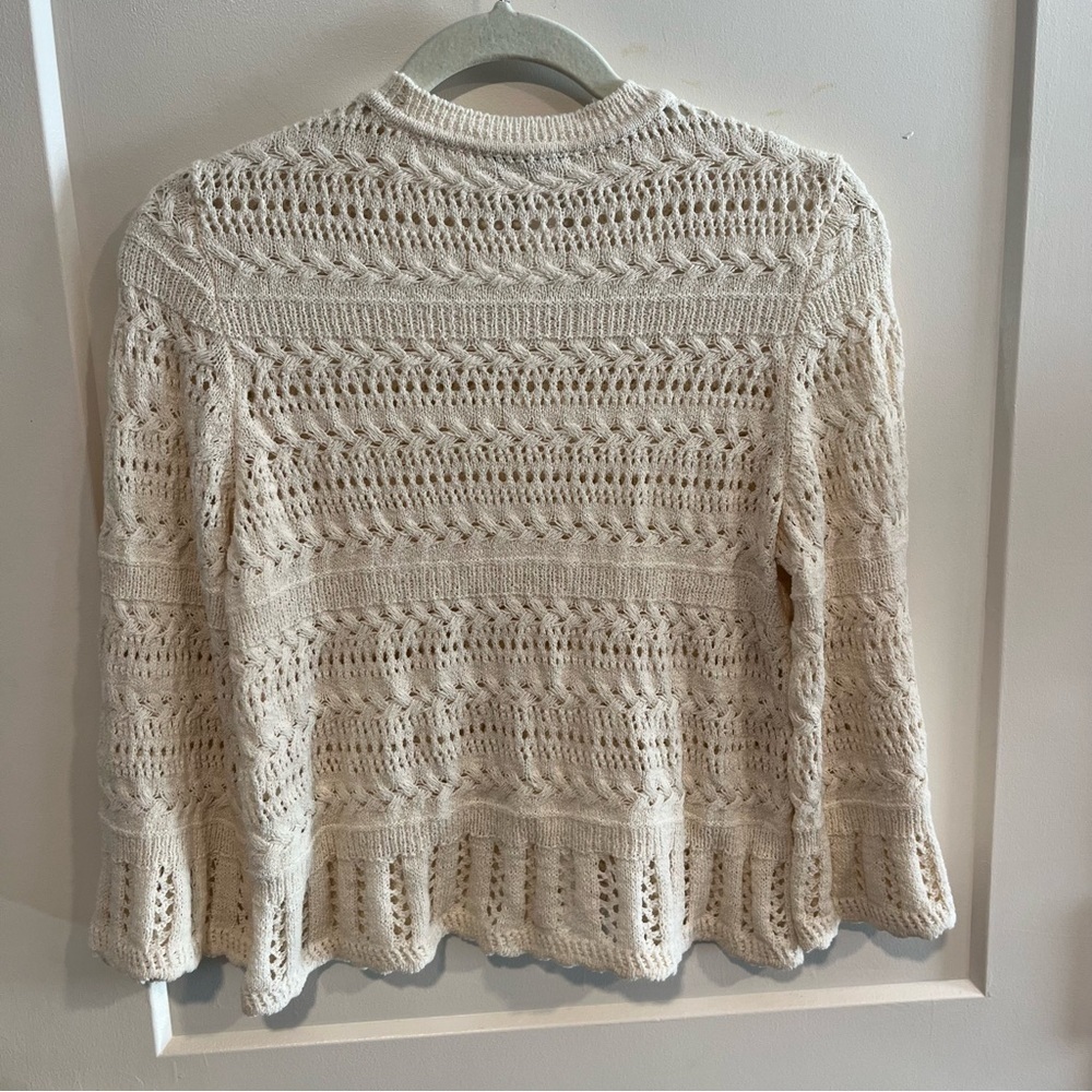 Madewell Scallop Trim Cream Knit Cropped Sweater XS - Picture 4 of 13
